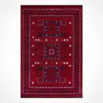 Baden Klasik Göbekli Kırmızı Pamuklu ve Polyester Makine Halısı - Görsel 2