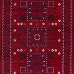 Baden Klasik Göbekli Kırmızı Pamuklu ve Polyester Makine Halısı