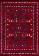 Baden Klasik Göbekli Kırmızı Pamuklu ve Polyester Makine Halısı