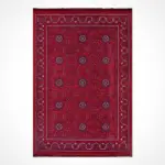 Verl Çerçeveli Kırmızı Pamuklu ve Polyester Makine Halısı - Görsel 2