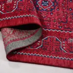 Verl Çerçeveli Kırmızı Pamuklu ve Polyester Makine Halısı - Görsel 4