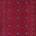 Verl Çerçeveli Kırmızı Pamuklu ve Polyester Makine Halısı