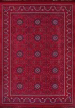 Verl Çerçeveli Kırmızı Pamuklu ve Polyester Makine Halısı