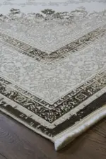 Roche Çerçeveli Krem Polyester Makine Halısı - Görsel 2