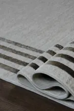 Puits Çerçeveli Krem Polyester Makine Halısı - Görsel 6