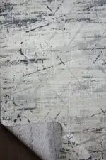 Lodi Modern Krem Mavi Çizgili Polyester Makine Halısı - Görsel 4