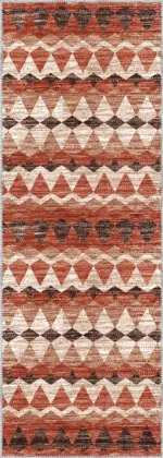 Della Geometrik Turuncu Polyester ve Pamuklu Yıkanabilir Kaydırmaz Taban Dijital Baskı Halı - Görsel 3