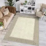 Arenal Çerçeveli Bej Polyester ve Pamuklu Yıkanabilir Kaydırmaz Taban Dijital Baskı Halı - Görsel 2