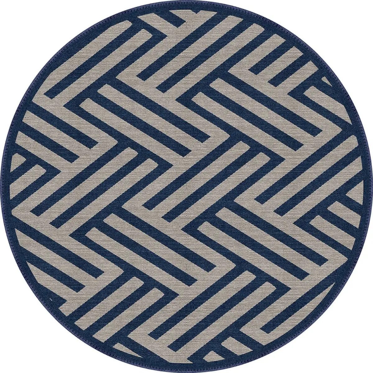 Clota Modern Lacivert Polyester ve Pamuklu Yıkanabilir Kaydırmaz Taban Dijital Baskı Halı - Görsel 7