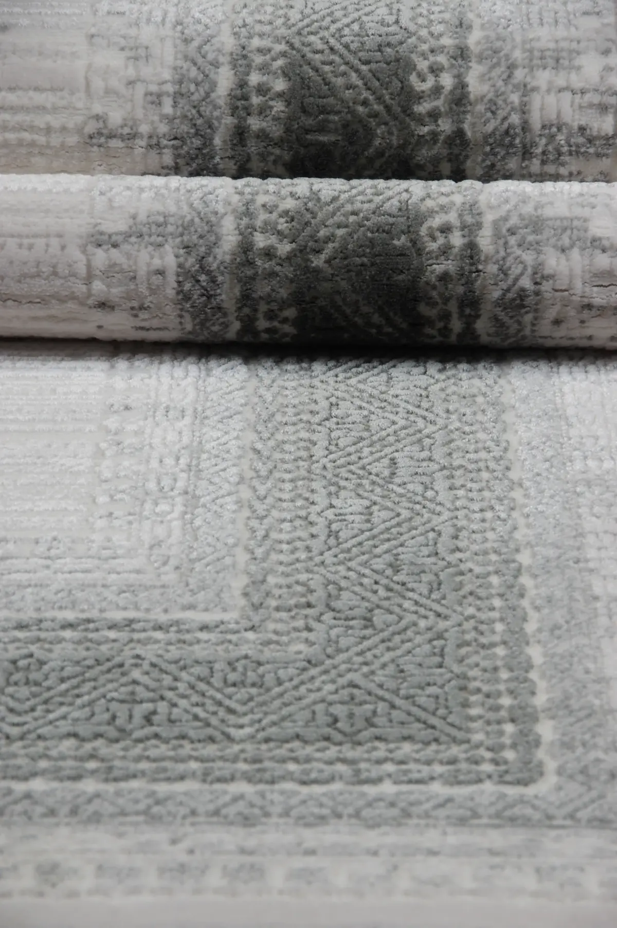 Morelli Çerçeveli Krem Gri Çizgili Akrilik Makine Halısı - Görsel 6