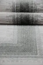 Morelli Çerçeveli Krem Gri Çizgili Akrilik Makine Halısı - Görsel 6