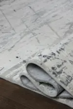 Lodi Modern Krem Mavi Çizgili Polyester Makine Halısı - Görsel 6