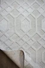 Fours Modern Bej Polyester Makine Halısı - Görsel 4