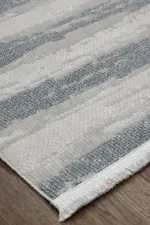 Givet Modern Krem Gri Desenli Polyester Makine Halısı