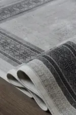 Cestas  Çerçeveli Gri Polyester Makine Halısı - Görsel 6