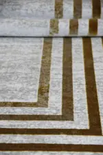 Haute Çerçeveli Gri Polyester Makine Halısı - Görsel 5