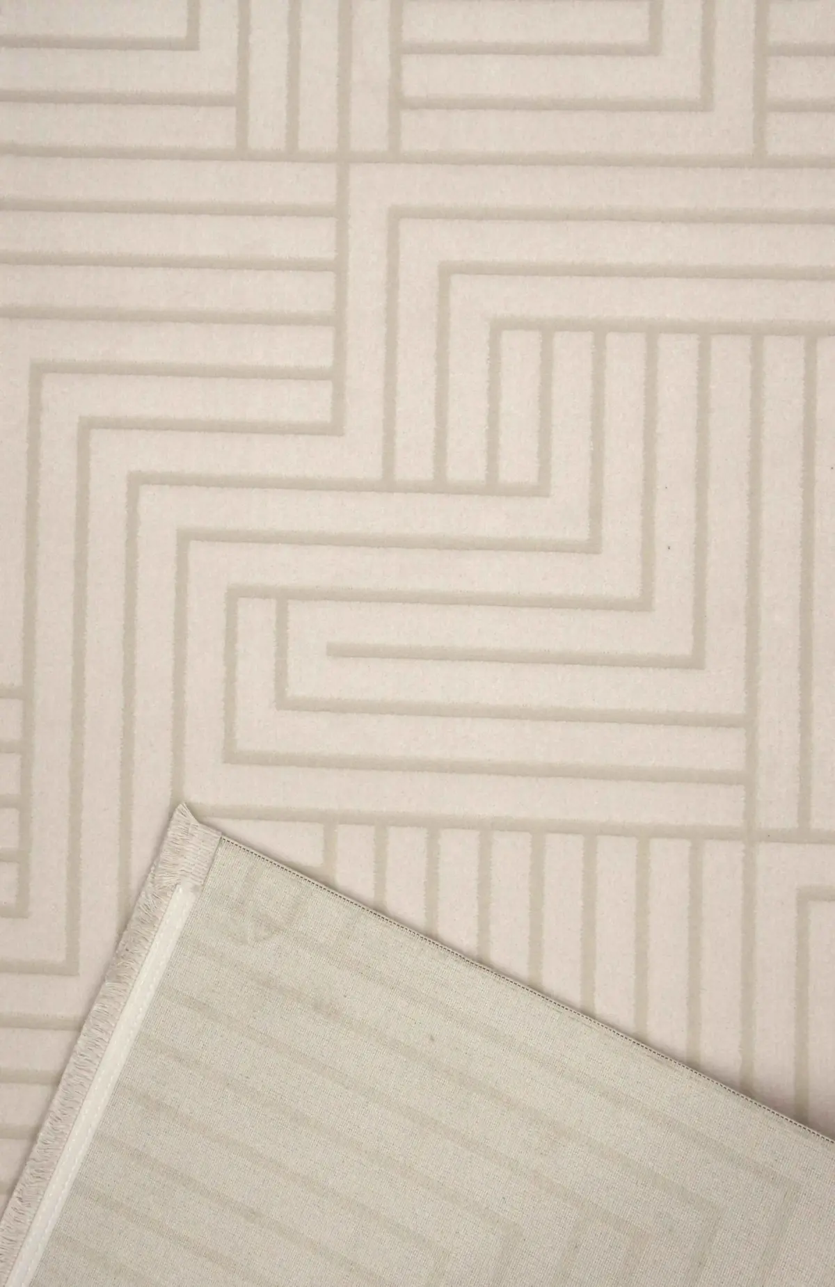 Otranto Modern Krem Akrilik Makine Halısı - Görsel 6