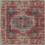 Vella Göbekli Kırmızı Polyester ve Pamuklu Yıkanabilir Kaydırmaz Taban Dijital Baskı Halı - Görsel 5