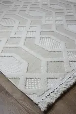 Fours Modern Bej Polyester Makine Halısı - Görsel 2