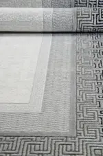 Rimini Çerçeveli Krem Siyah Çizgili Akrilik Makine Halısı - Görsel 5