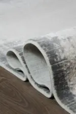 Lakro Çerçeveli Krem Antrasit Çizgili Akrilik Makine Halısı - Görsel 6