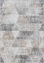 Moysi Geometrik Krem Polyester ve Pamuklu Yıkanabilir Kaydırmaz Taban Dijital Baskı Halı