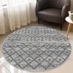 Porta Geometrik Gri Polyetsrer ve Pamuklu Yıkanabilir Kaydırmaz Taban Dijital Baskı Halı - Görsel 8