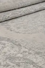 Anzi Çerçeveli Bej Gri Çizgili Göbekli Akrilik Makine Halısı - Görsel 7