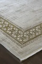 Barret Çerçeveli Krem Polyester Makine Halısı - Görsel 2