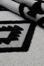 Hook Çerçeveli Beyaz Polyester Makine Halısı - Görsel 5