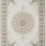 Bourg Çerçeveli Göbekli Krem Polyester Makine Halısı