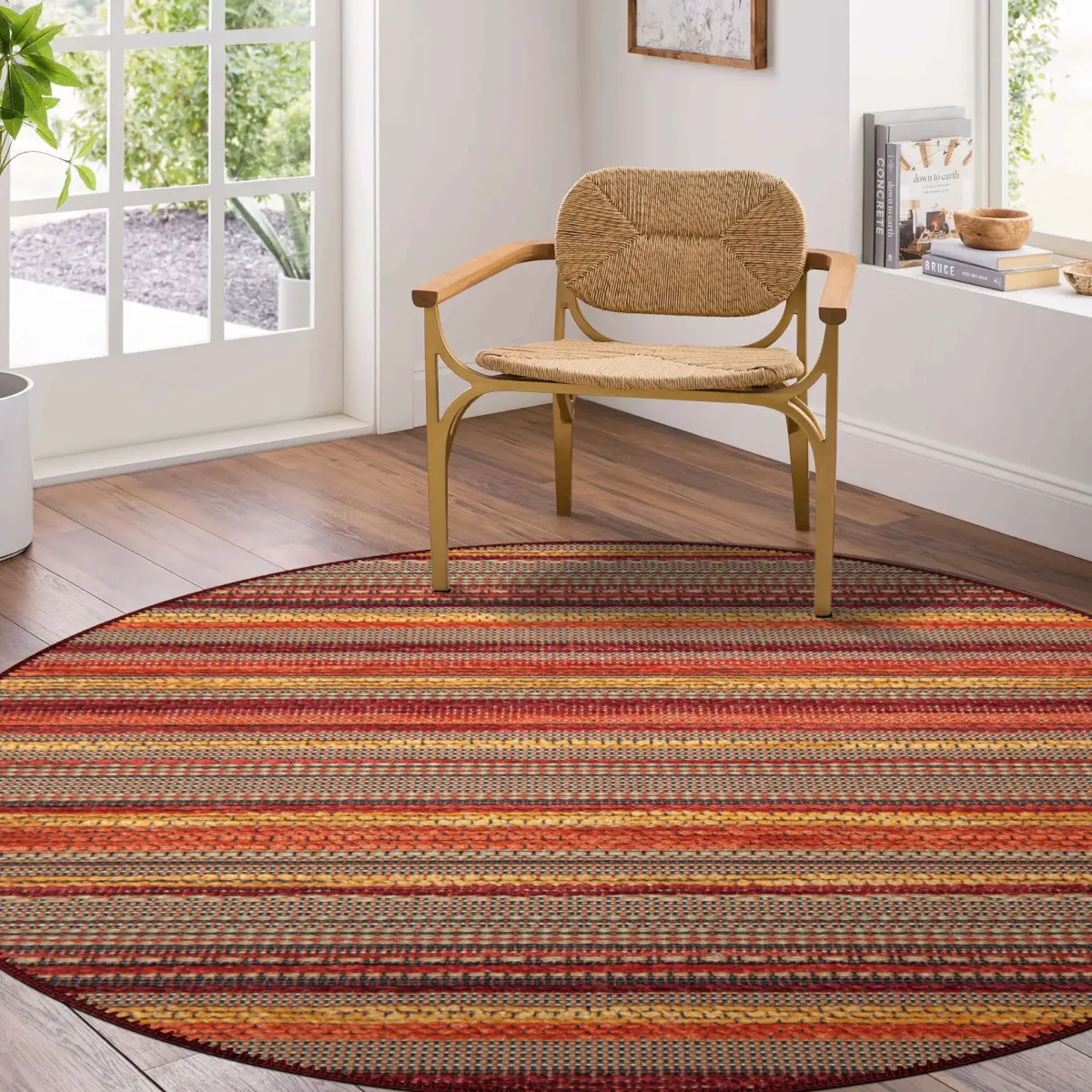 Vella Çizgili Multi Polyester ve Pamuklu Yıkanabilir Kaydırmaz Taban Dijital Baskı Halı - Görsel 8