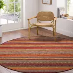 Vella Çizgili Multi Polyester ve Pamuklu Yıkanabilir Kaydırmaz Taban Dijital Baskı Halı - Görsel 8