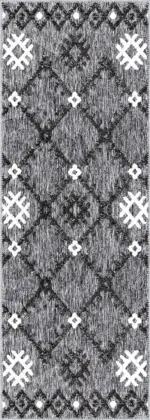 Savoia Geometrik Gri Polyester ve Pamuklu Yıkanabilir Kaydırmaz Taban Dijital Baskı Halı - Görsel 3