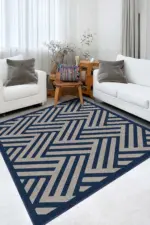 Clota Modern Lacivert Polyester ve Pamuklu Yıkanabilir Kaydırmaz Taban Dijital Baskı Halı - Görsel 6