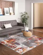 Santa Modern Multi Polyester ve Pamuklu Yıkanabilir Kaydırmaz Taban Dijital Baskı Halı - Görsel 6