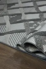 Airan Modern Antrasit Polyester Makine Halısı - Görsel 5