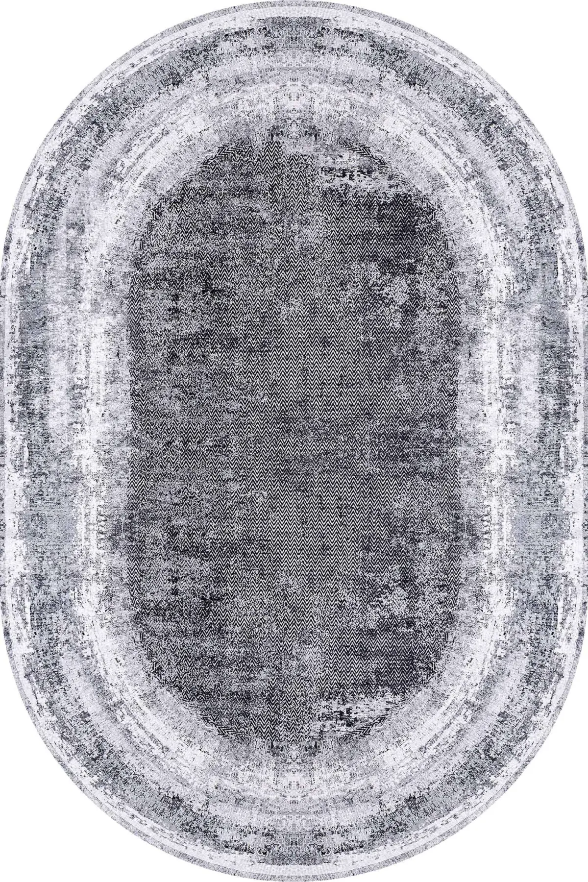 Jalore Çerçeveli Gri Polyester ve Pamuklu Kaydırmaz Tabanlı Yıkanabilir Dijital Baskı Halısı - Görsel 6