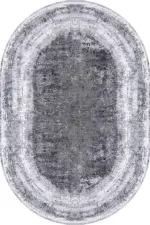 Jalore Çerçeveli Gri Polyester ve Pamuklu Kaydırmaz Tabanlı Yıkanabilir Dijital Baskı Halısı - Görsel 6