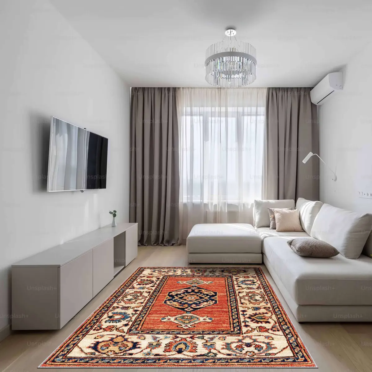 Puer Klasik Göbekli Bej Polyester ve Pamuklu Kaydırmaz Tabanlı Yıkanabilir Dijital Baskı Halısı - Görsel 2