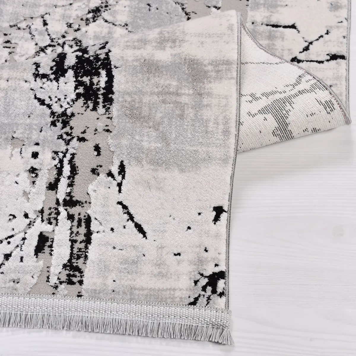 Rimbo Modern Gri Triko Akrilik Pamuk atkılı  Makine Halısı - Görsel 4