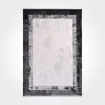 Stige Çerçeveli Gri Siyah Triko Akrilik Pamuk atkılı Makine Halısı - Görsel 2