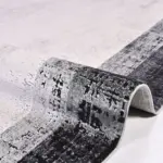 Stige Çerçeveli Gri Siyah Triko Akrilik Pamuk atkılı Makine Halısı - Görsel 3