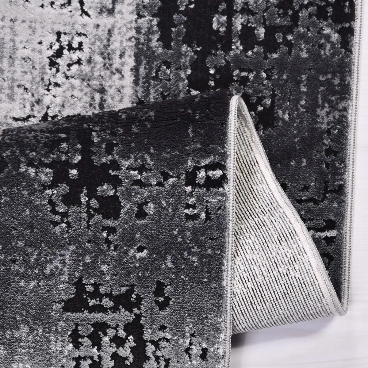 Stige Çerçeveli Gri Siyah Triko Akrilik Pamuk atkılı Makine Halısı - Görsel 4