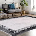 Stige Çerçeveli Gri Siyah Triko Akrilik Pamuk atkılı Makine Halısı - Görsel 6