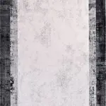 Stige Çerçeveli Gri Siyah Triko Akrilik Pamuk atkılı Makine Halısı