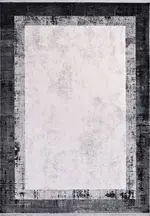 Stige Çerçeveli Gri Siyah Triko Akrilik Pamuk atkılı Makine Halısı