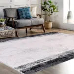 Stige Çerçeveli Gri Siyah Triko Akrilik Pamuk atkılı Makine Halısı - Görsel 7