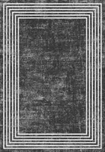 Nibe Çerçeveli Antrasit Triko Akrilik Pamuk atkılı Makine Halısı