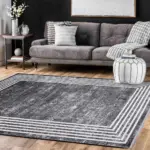 Nibe Çerçeveli Antrasit Triko Akrilik Pamuk atkılı Makine Halısı - Görsel 6